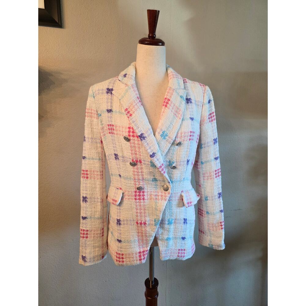 Maison D' Amelie Paris Women's Blazer Tweed Notched Collar SZ Medium Workwear